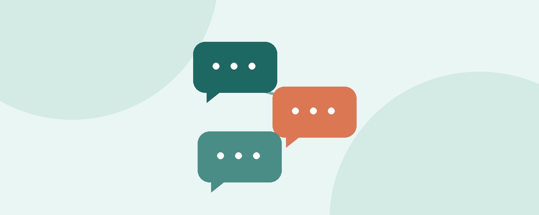 Three linked conversation bubbles representing communication across a multilingual family's languages.